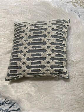 Pier 1 blue and Cream Beaded Geometric Accent Pillow